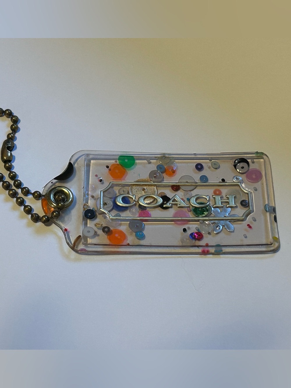 Vintage Coach Clear Hangtag with Multicolor Confetti